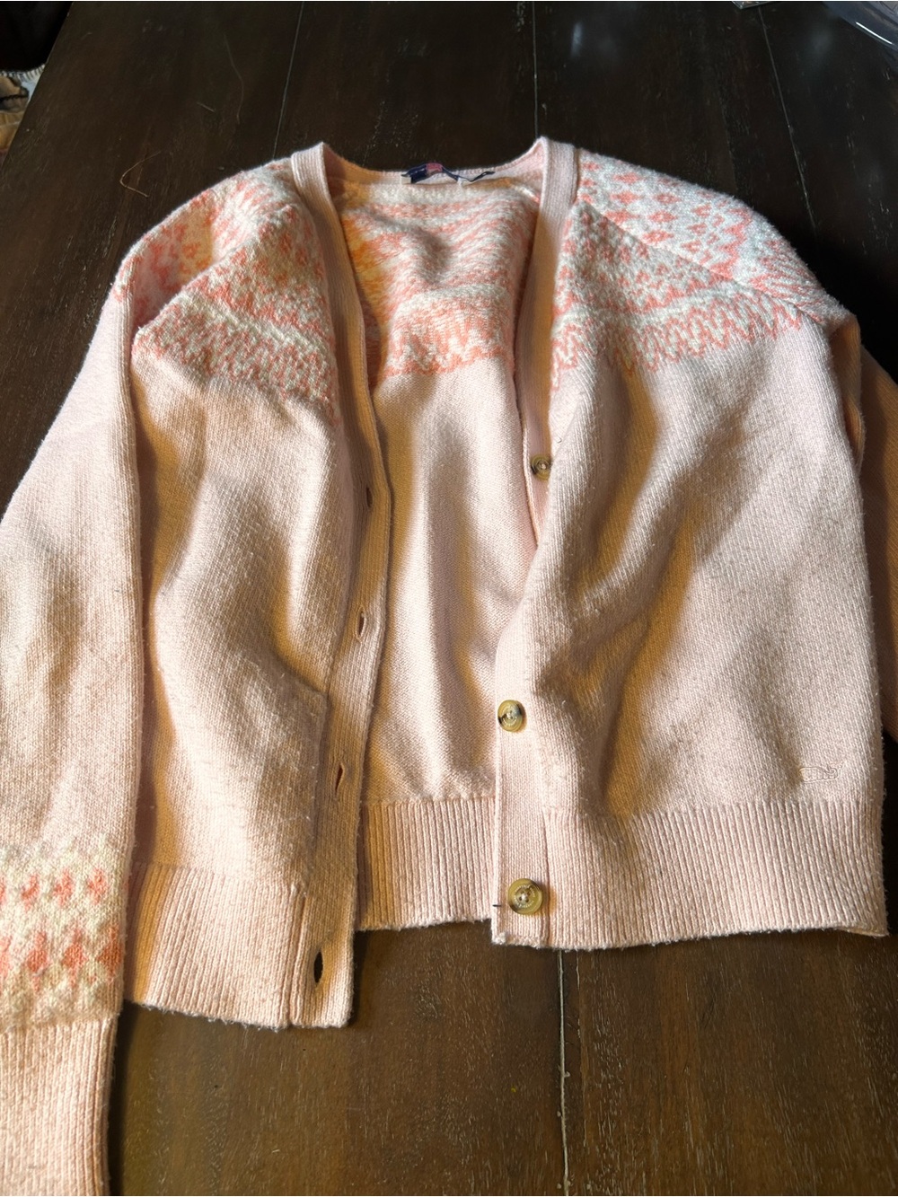 Vineyard Vines Light Pink Fair Isle Cardigan